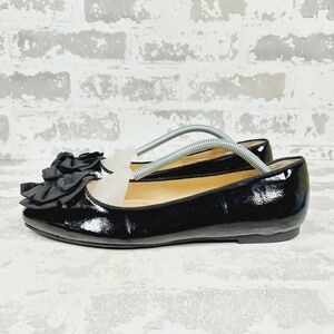 New Adrienne Vittadini Janine Bow Black Patent Flats A173